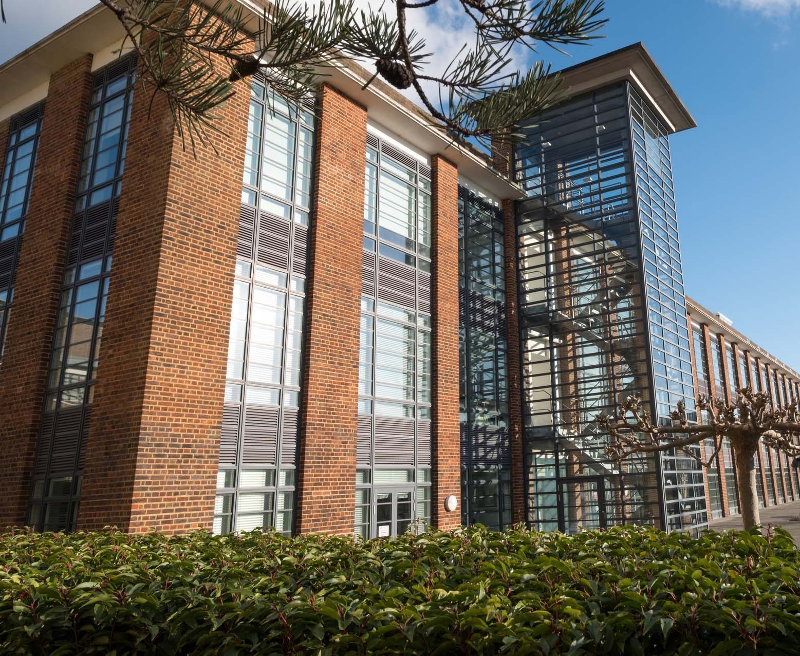 The Hub, serviced offices in a renovated art deco style building on Farnborough Business Park, Hampshire UK. The building was once used as an airport departure lounge.