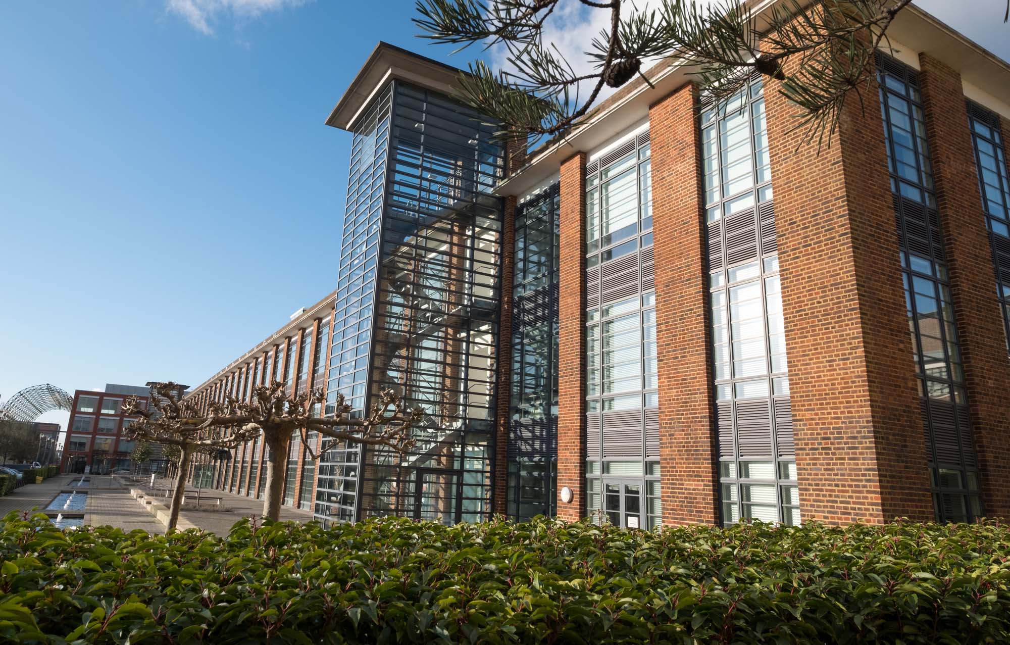 The Hub, serviced offices in a renovated art deco style building on Farnborough Business Park, Hampshire UK. The building was once used as an airport departure lounge.
